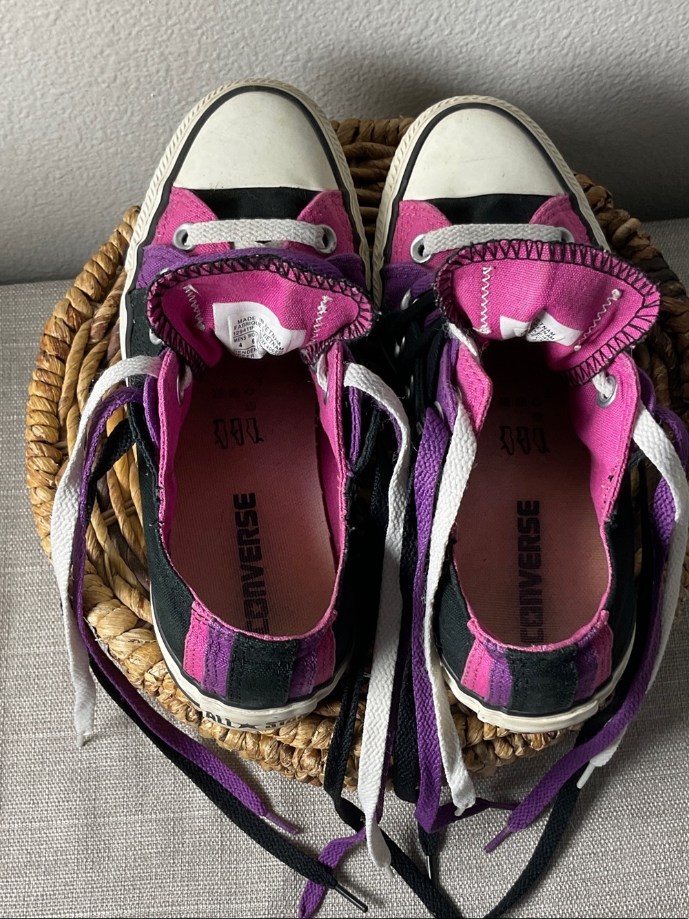 Converse All Star 129411F Pink Purple Black Patchwork Low Top Women’s 6/Kids 4 - Picture 7 of 9